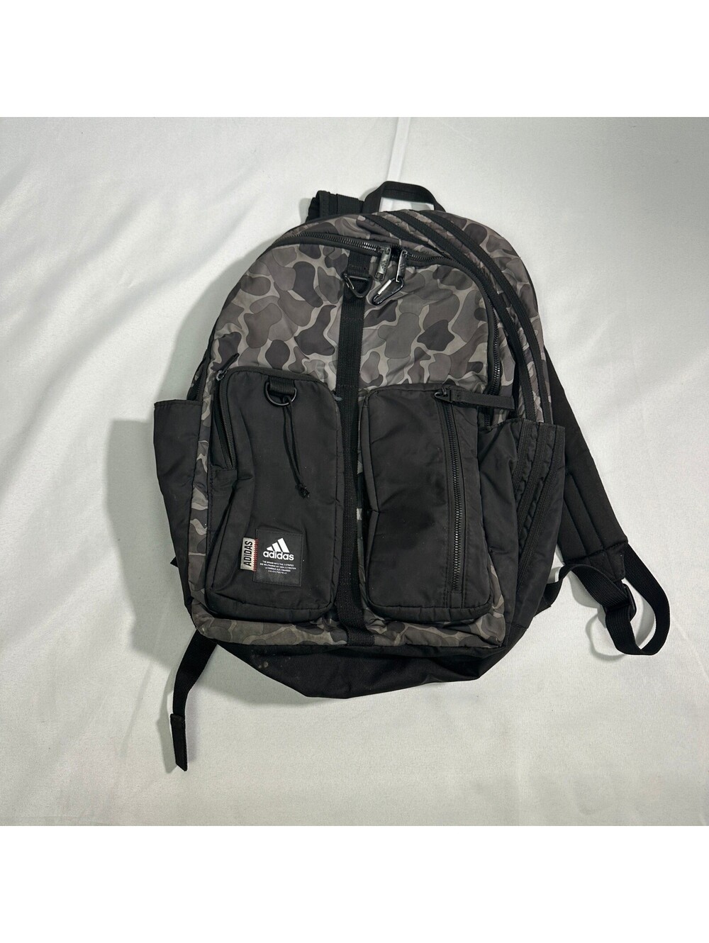 Adidas Backpack Unisex Gray Black Camo Adjustable Straps